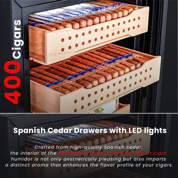 Electric Cigar Humidor Cabinet B1 JC50A2 – 400 Count, Touch Screen & Fingerprint Lock – Hemingway - Image 7