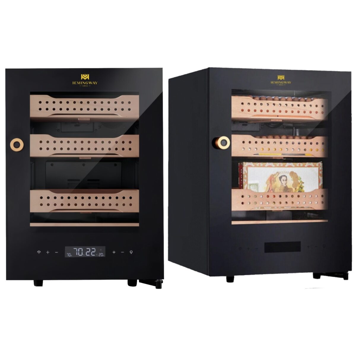 Electric Cigar Humidor Cabinet B1 JC50A2 – 400 Count, Touch Screen & Fingerprint Lock – Hemingway