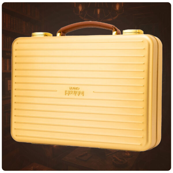 Lubinski Luxury Aluminium Alloy Cigar Humidor Portable Cigar Storage Box Cedar Wood Interior Holds 20 Cigars Gold - Image 7