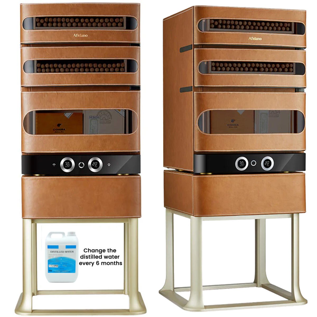 Afidano L3 Electric Cigar Humidor – 250 Cigars, Leather Finish, Humidity & Temperature Control