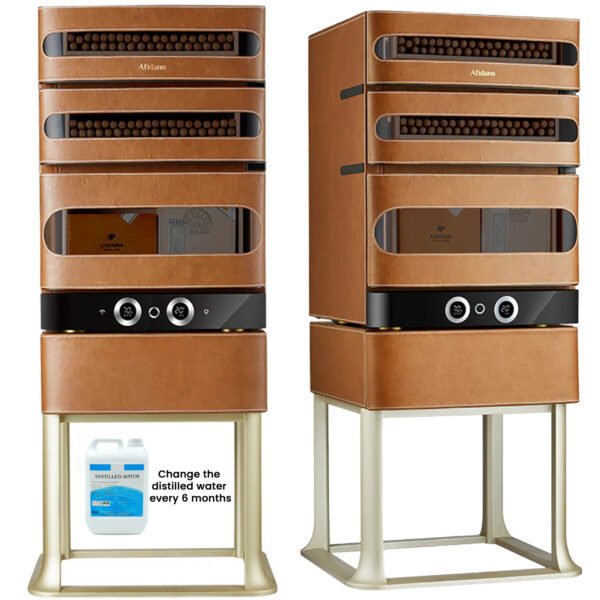 Afidano L3 Electric Cigar Humidor – 250 Cigars, Leather Finish, Humidity & Temperature Control
