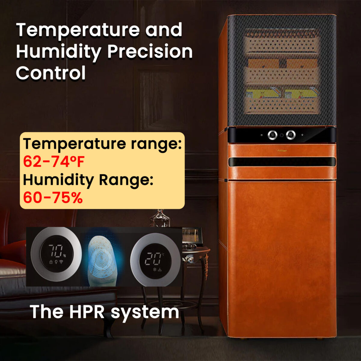 Afidano L6 Electric Cigar Humidor – 1500 Cigars, Leather Finish, Humidity & Temperature Control