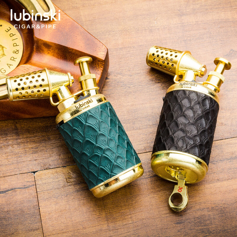 Luxury Metal Antique Design Cigar Lighter With Punch 1 Jet Flame Torch Butane Gas Lighter With Puncher Cigar With Gift Box