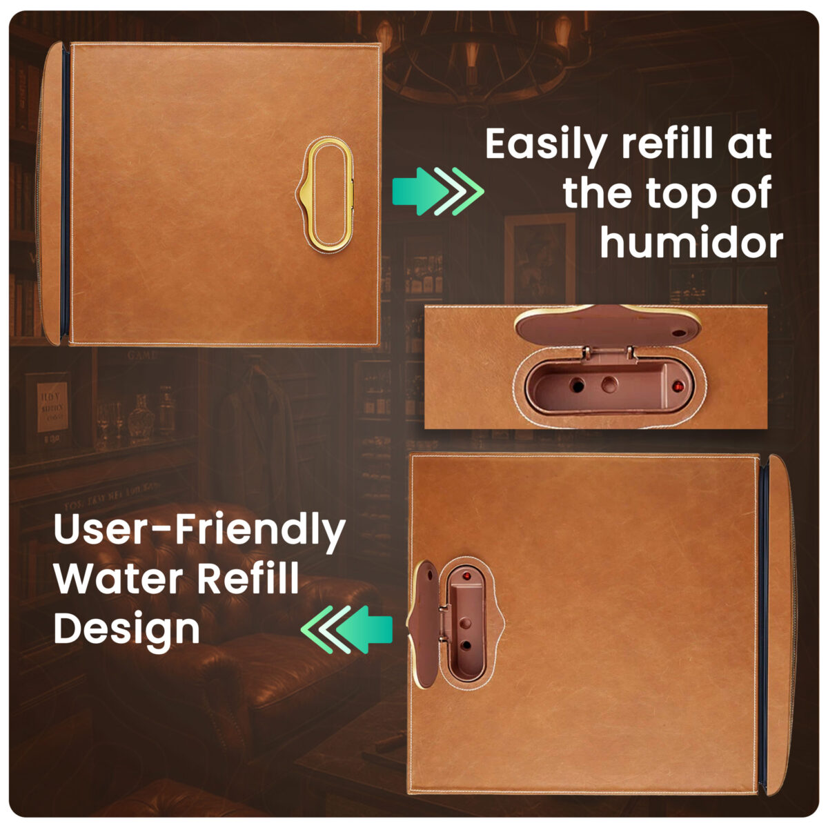 Afidano JC152A-L5 Leather Cigar Humidor – 1200 Capacity, App Control, Fingerprint Lock