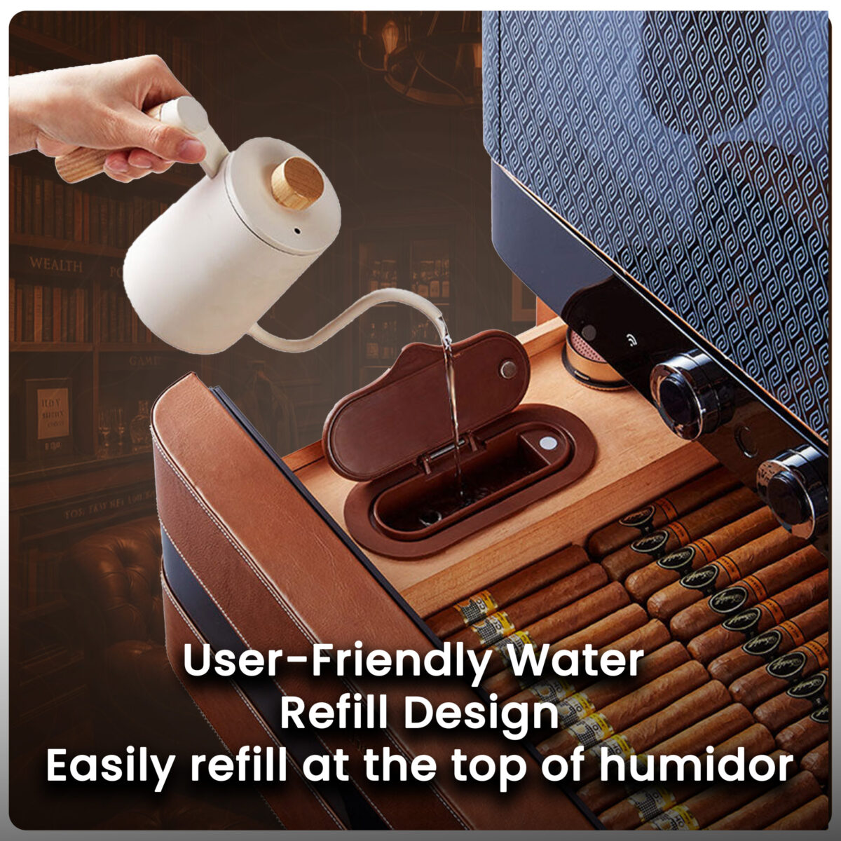 Afidano L8 Electric Cigar Humidor – 2200 Cigars, Leather Finish, App Control, Fingerprint Lock