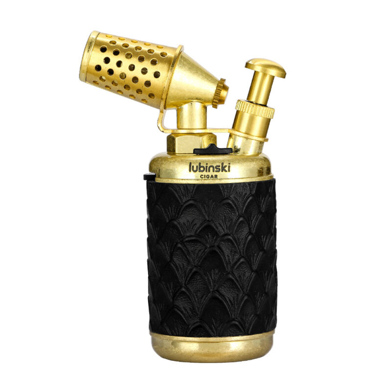 Luxury Metal Antique Design Cigar Lighter With Punch 1 Jet Flame Torch Butane Gas Lighter With Puncher Cigar With Gift Box
