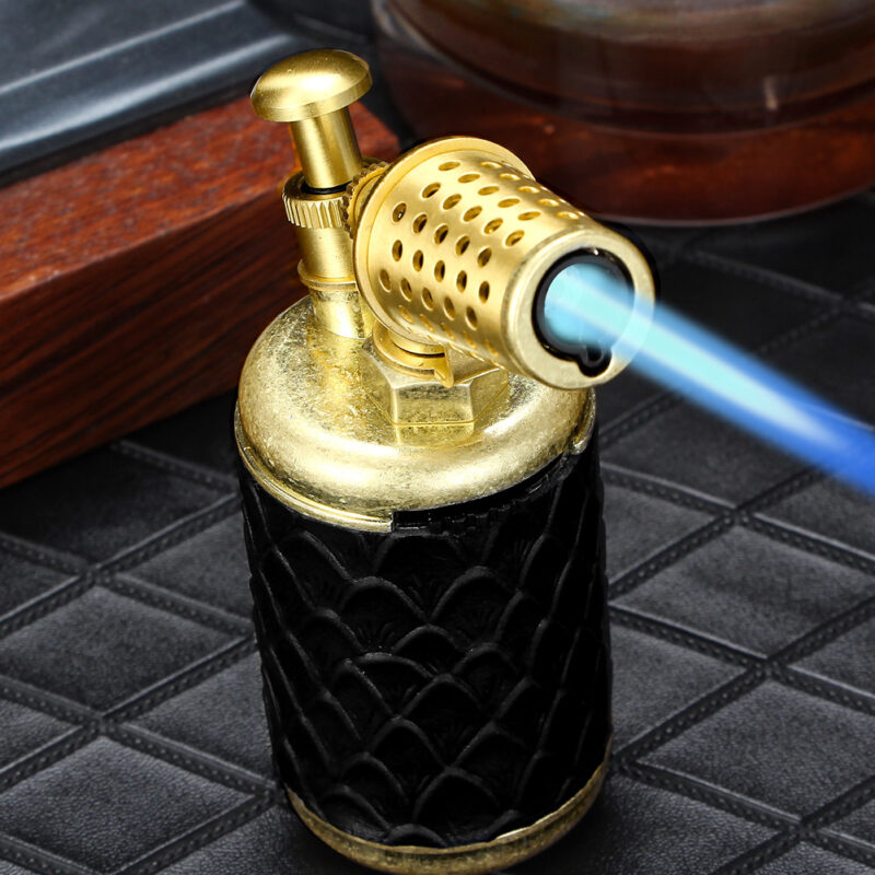 Luxury Metal Antique Design Cigar Lighter With Punch 1 Jet Flame Torch Butane Gas Lighter With Puncher Cigar With Gift Box