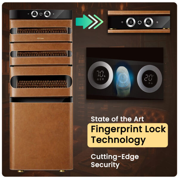 Afidano JC152A-L5 Leather Cigar Humidor – 1200 Capacity, App Control, Fingerprint Lock - Image 4