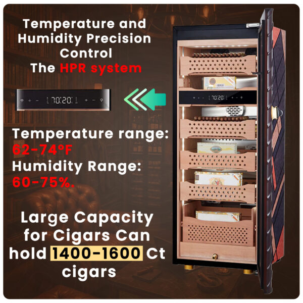 Afidano C5 Electric Cigar Humidor – 1400 Cigars, Fingerprint Lock, App Control - Image 6