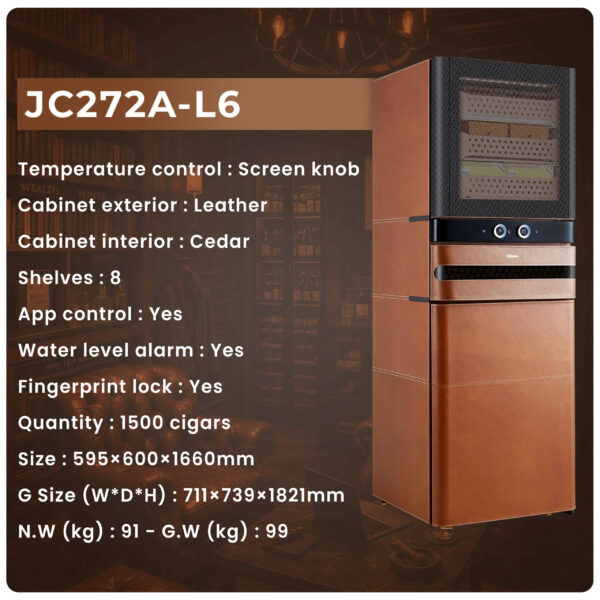Afidano L6 Electric Cigar Humidor – 1500 Cigars, Leather Finish, Humidity & Temperature Control - Image 12