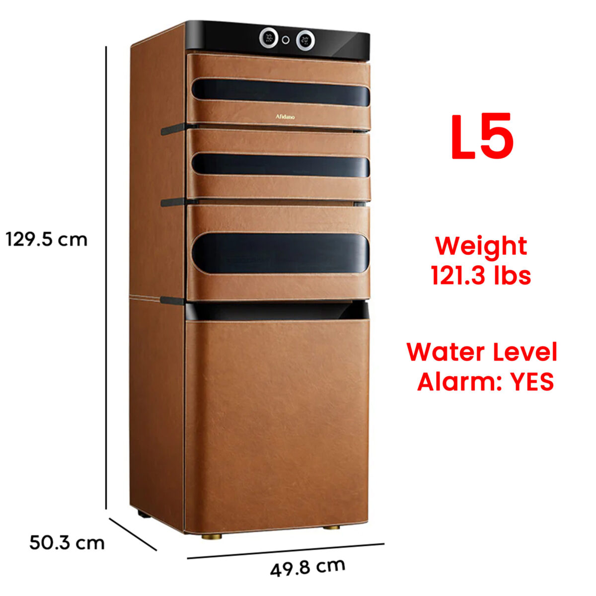 Afidano JC152A-L5 Leather Cigar Humidor – 1200 Capacity, App Control, Fingerprint Lock