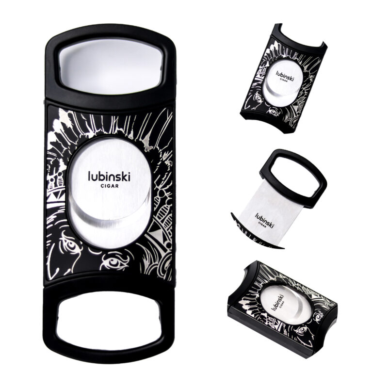 Stainless Steel Pocket Cigar Cutter V- cut cigar  Double Blades With Cigar Stand Gift Box