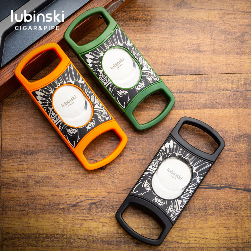 Stainless Steel Pocket Cigar Cutter V- cut cigar Double Blades With Cigar Stand Gift Box