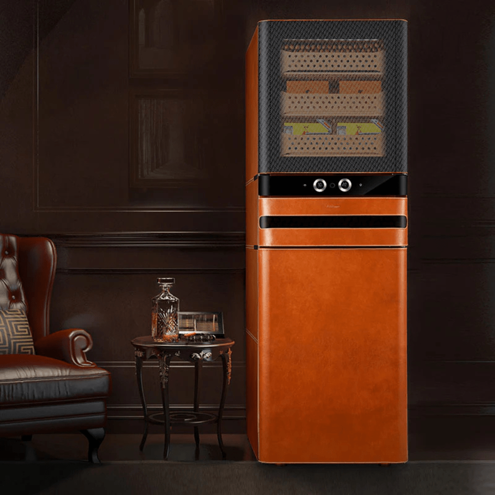 Afidano Electric Cigar Humidor Temperature and Humidity Control with Classic Leather and Spanish Cedar For 1500 Cigars L6 - Image 4