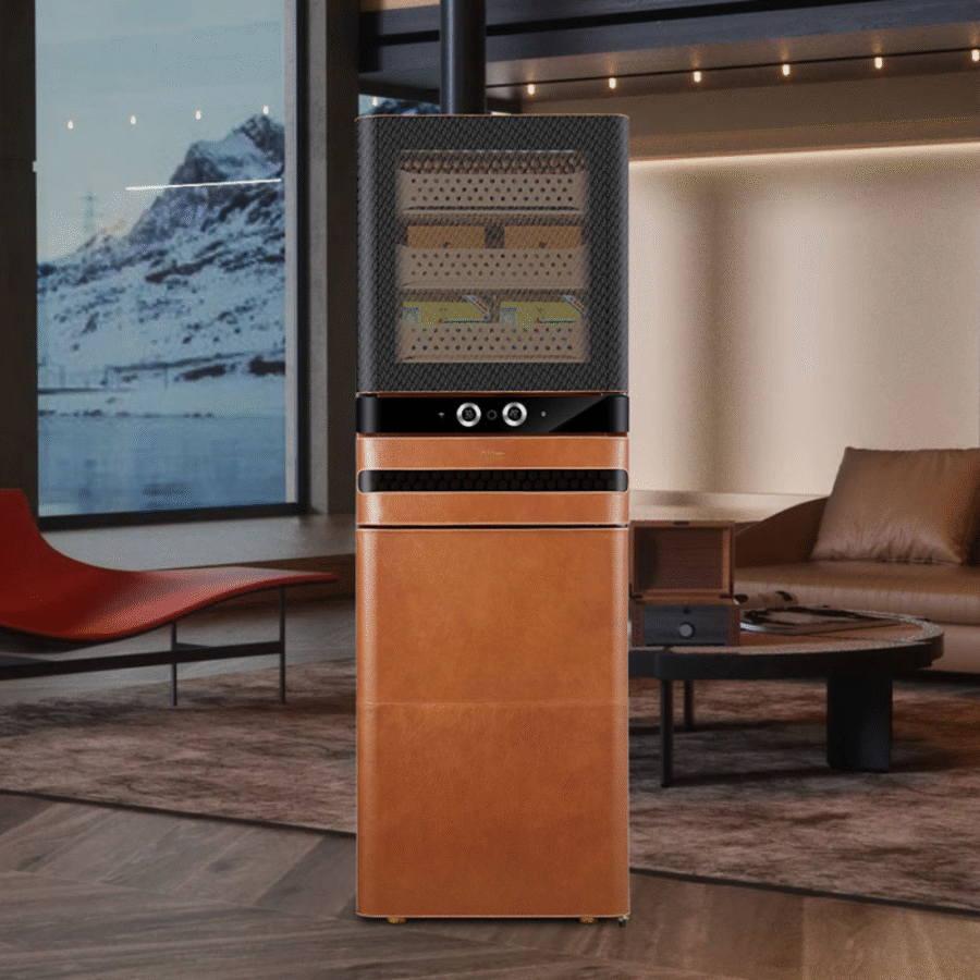 Afidano L8 Electric Cigar Humidor – 2200 Cigars, Leather Finish, App Control, Fingerprint Lock