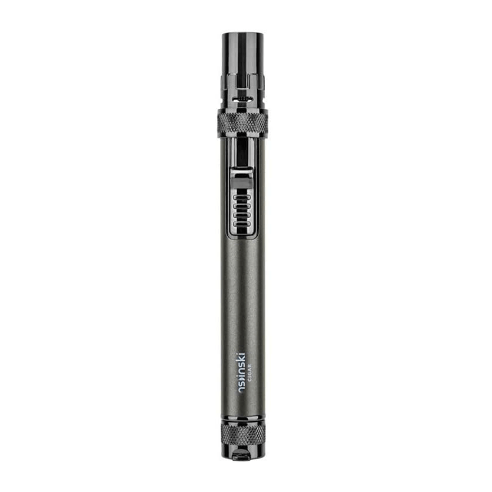 Cigar Lighter Metal Windproof Butane Gas Lighter with Cigar Puncher and Holder Gift for Men Grey