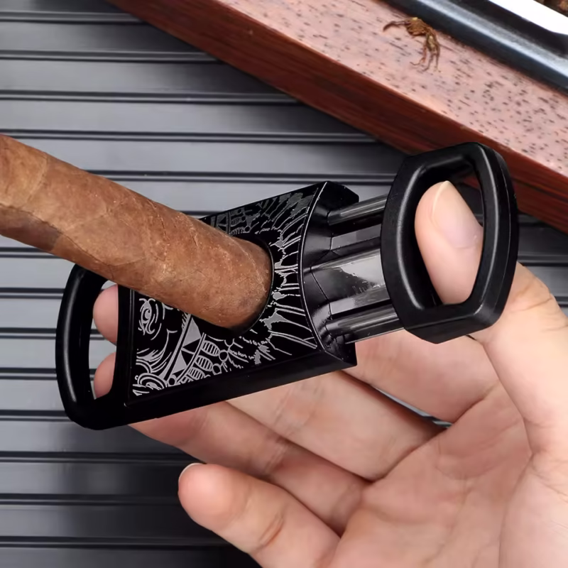 Stainless Steel Pocket Cigar Cutter V- cut cigar  Double Blades With Cigar Stand Gift Box
