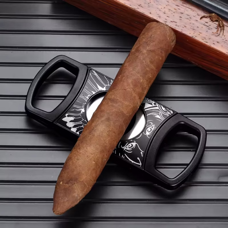 Stainless Steel Pocket Cigar Cutter V- cut cigar  Double Blades With Cigar Stand Gift Box