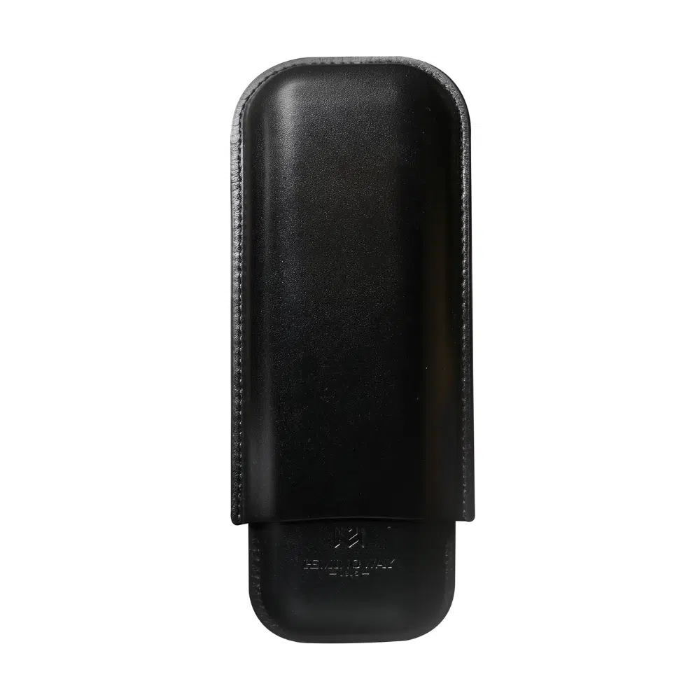 Hemingway Premium leather Cigar Case 2 Cigars Holder Snake Print Cigar Case Black
