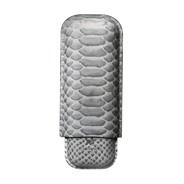 Hemingway Premium leather Cigar Case 2 Cigars Holder Snake Print Cigar Case Grey