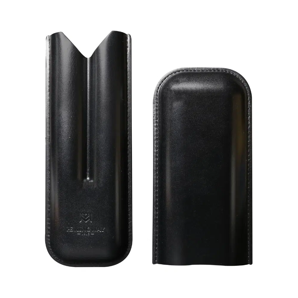 Hemingway Premium leather Cigar Case 2 Cigars Holder Snake Print Cigar Case Black - Image 2