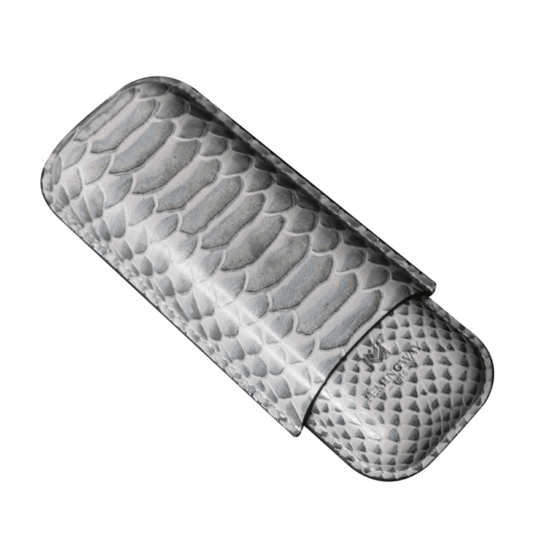 Hemingway Premium leather Cigar Case 2 Cigars Holder Snake Print Cigar Case Grey - Image 4