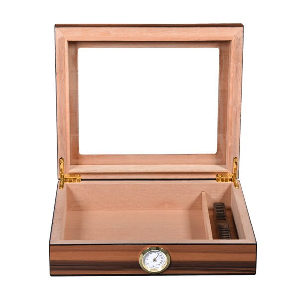 CIGARLOONG Retro Glass Top Humidor: Elegant Desktop Cigar Box with Humidifier & Hygrometer - Image 4