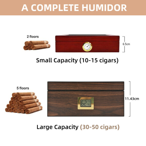CIGAROL Glass Top Cigar Humidor | Digital Hygrometer & Spanish Cedar Tray - Image 4