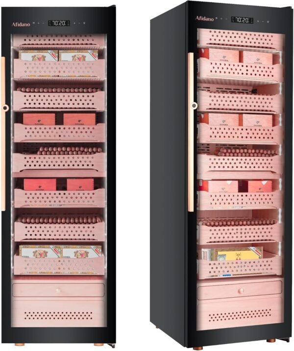 Afidano B8 Electric Cigar Humidor Cabinet: Massive 2200 Count Capacity & Smart Climate Control