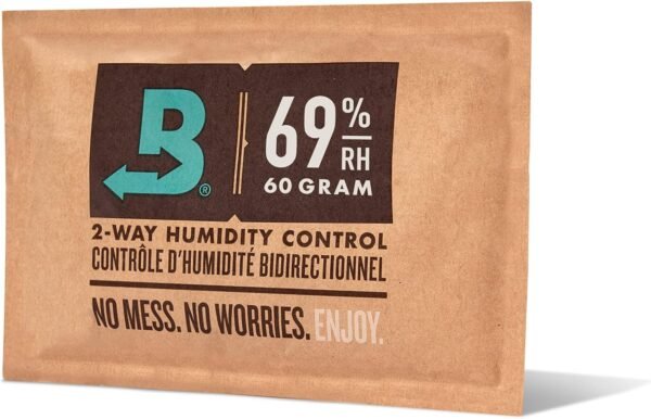 Boveda 69% Two-Way Humidity Control Pack For Storing Up to 25 Items – Size 60 – Single – Plastic & Wood Humidifier Boxes & Zip Lock Bags – Moisture Absorber – Humidifier Pack – Individually Wrapped