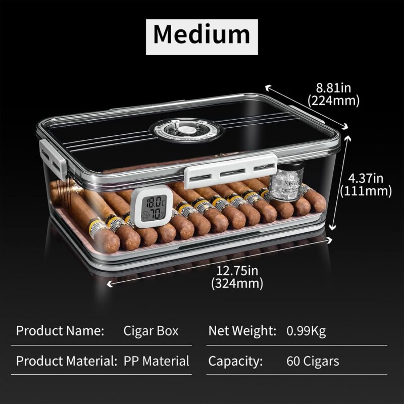 CIGARLOONG Cedar Wood Humidor: Multi-Storey Transparent Box for 60 Cigars | medium