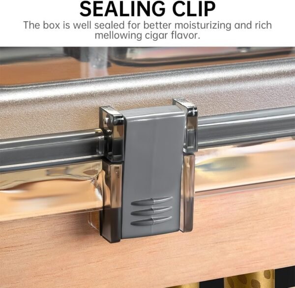 CIGARLOONG Acrylic Cigar Humidor: Transparent Box with Hygrometer & Cedar Tray - Image 7