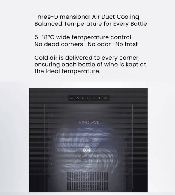 Vinocave CWC‑200A 80-Bottle Wine Refrigerator | Stainless Steel Cooler with Beech Wood Shelves - Image 9
