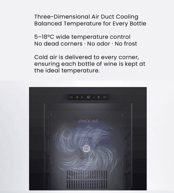 Vinocave CWC‑200A 80-Bottle Wine Refrigerator | Stainless Steel Cooler with Beech Wood Shelves