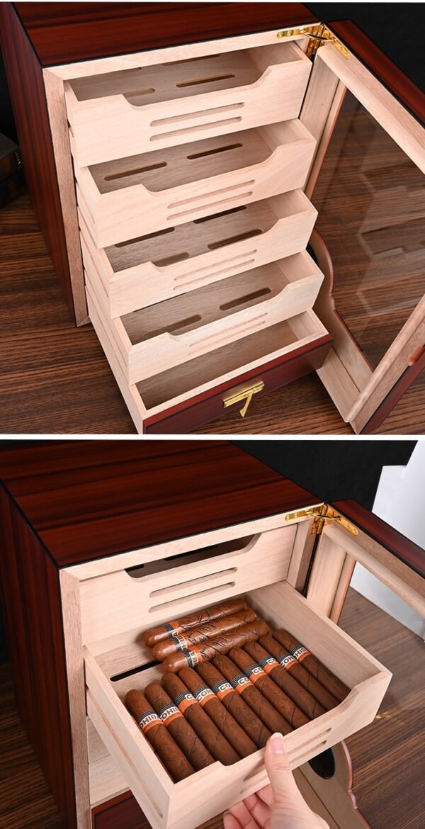 CIGAROL Electric Cigar Humidor Cabinet | Ornate Dragon Design with Spanish Cedar Drawers - Image 3