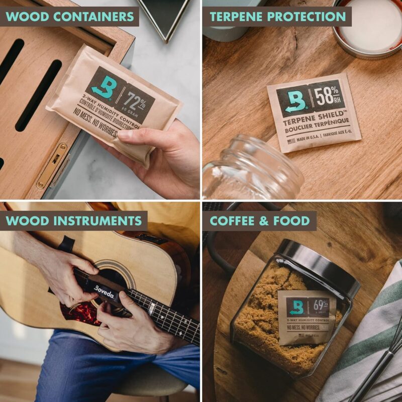 Boveda 62% RH 2-Way Humidity Control | Size 8 in 10-Count Resealable Bag | small bags