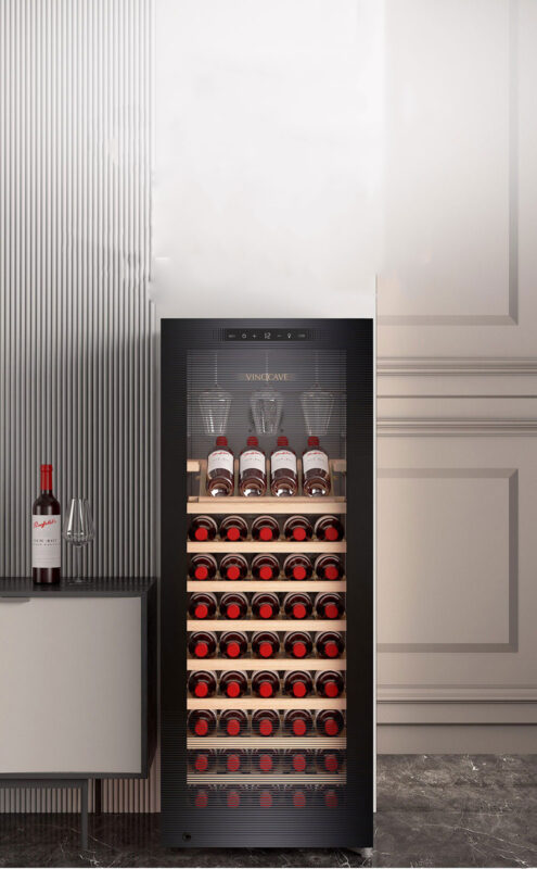 Vinocave CWC‑200A 80-Bottle Wine Refrigerator | Stainless Steel Cooler with Beech Wood Shelves
