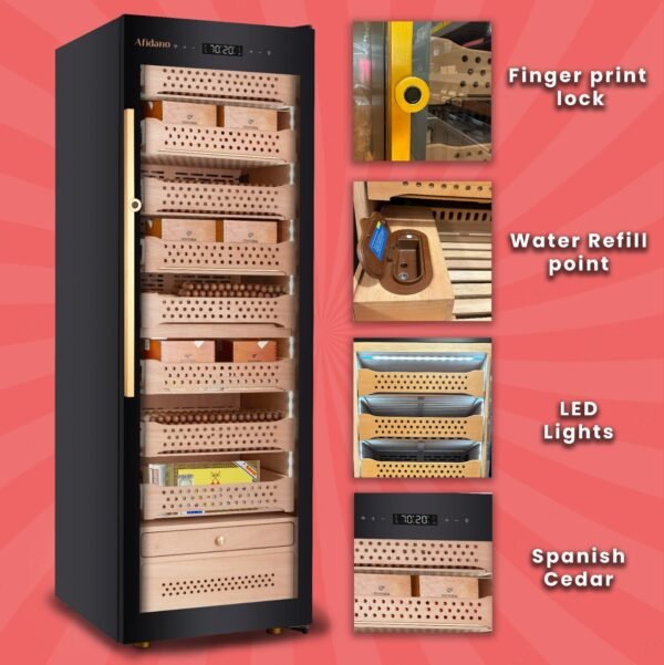 Afidano B6 (1200-1500) Count Electric Cigar Humidor: Ultimate Steel Cabinet with Smart Climate Control - Image 7