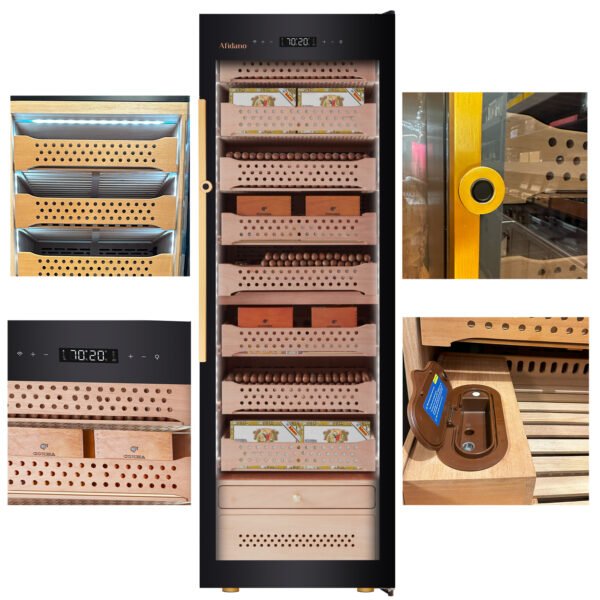 Afidano B6 (1200-1500) Count Electric Cigar Humidor: Ultimate Steel Cabinet with Smart Climate Control - Image 3