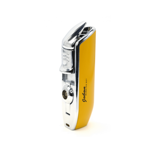 JOBON Triple Jet Flame Lighter - Windproof Butane Torch Lighter (Yellow & Silver) - Refillable Cigar Lighter with Custom Gift Box - Image 5