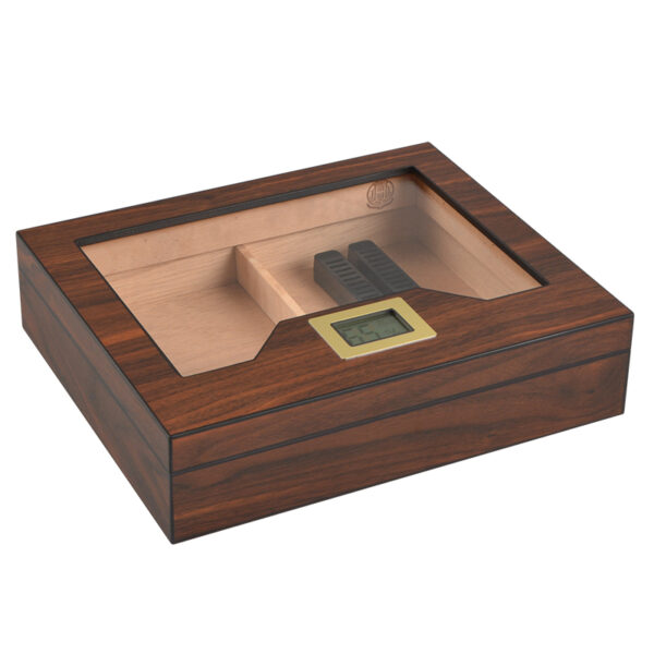 Glass Top Desktop Humidor | Elegant Wood Finish with Analog or Digital Hygrometer - Image 3