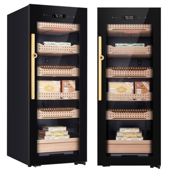 Afidano B4 Smart Cigar Humidor - Wi-Fi App Control with Touchscreen & Digital Hygrometer - 1200 Cigar Capacity
