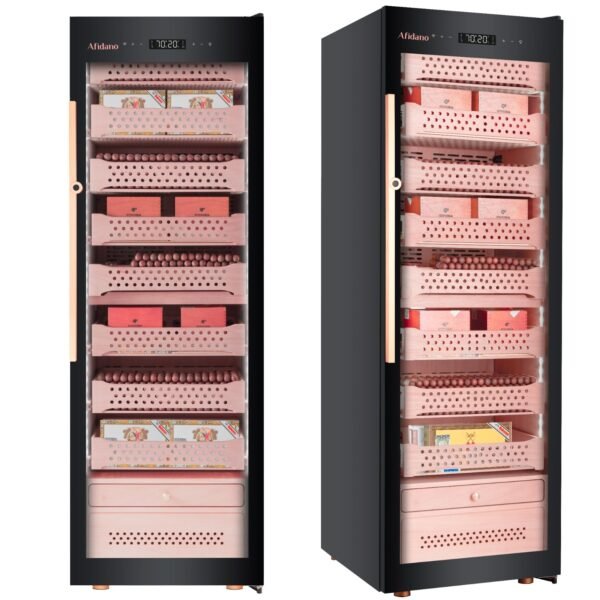Afidano B6 (1200-1500) Count Electric Cigar Humidor: Ultimate Steel Cabinet with Smart Climate Control