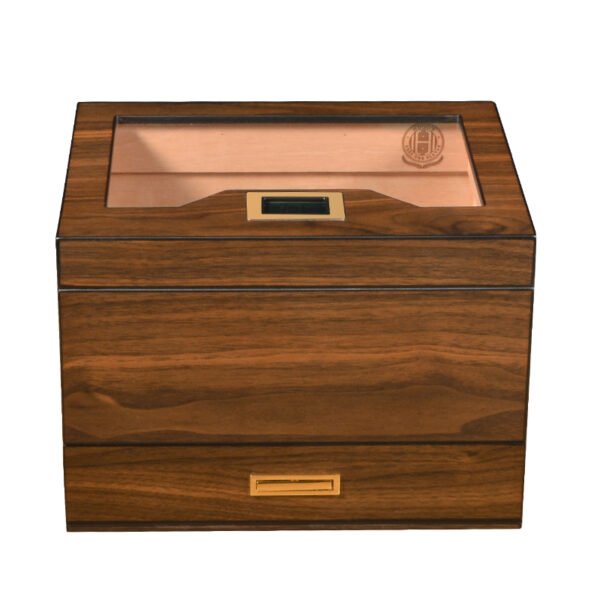 Cigarloog desktop Glass Top Cigar Humidor with Drawer | Digital Hygrometer & Spanish Cedar - Image 3