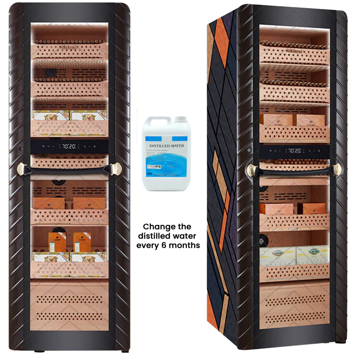 Afidano C8 Luxury electric cigar humidor, 2500-3000 Capacity, Sculptural Canvas Finish, HPR Climate Control, 9 Spanish Cedar Drawers, app-Controlled & Fingerprint Lock