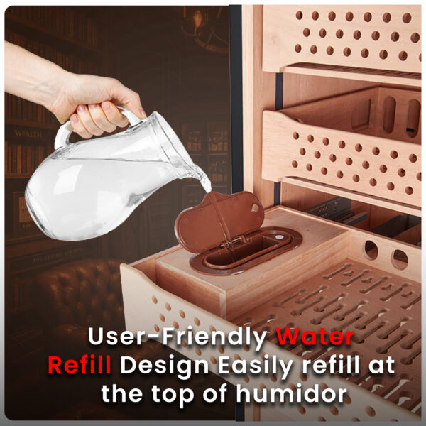 Afidano C8 Luxury electric cigar humidor, 2500-3000 Capacity, Sculptural Canvas Finish, HPR Climate Control, 9 Spanish Cedar Drawers, app-Controlled & Fingerprint Lock - Image 5