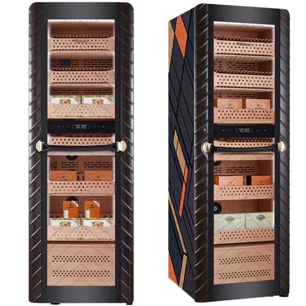 Afidano C8 Luxury electric cigar humidor, 2500-3000 Capacity, Sculptural Canvas Finish, HPR Climate Control, 9 Spanish Cedar Drawers, app-Controlled & Fingerprint Lock