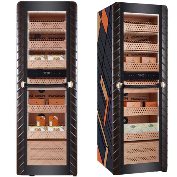 Afidano C8 Luxury electric cigar humidor, 2500-3000 Capacity, Sculptural Canvas Finish, HPR Climate Control, 9 Spanish Cedar Drawers, app-Controlled & Fingerprint Lock