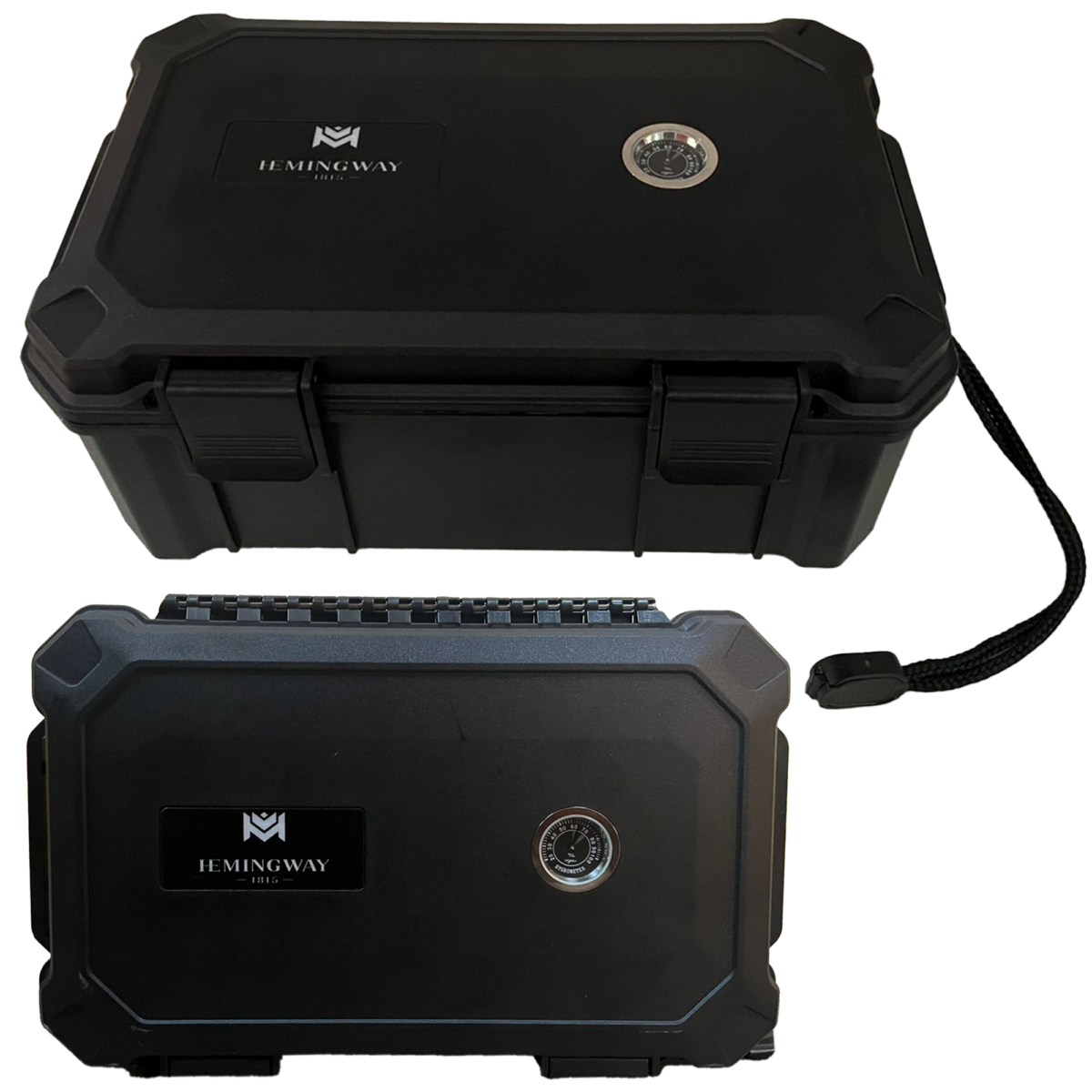 Hemingway Travel Cigar Humidor Case,15 Cigar Capacity, Portable Cigar Box with Built-In Hygrometer & Humidifier, Airtight Waterproof Humidor for Travel, Durable Plastic Protection, free lighter