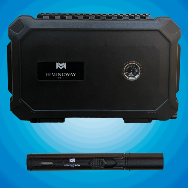 Hemingway Travel Cigar Humidor Case,15 Cigar Capacity, Portable Cigar Box with Built-In Hygrometer & Humidifier, Airtight Waterproof Humidor for Travel, Durable Plastic Protection, free lighter - Image 4